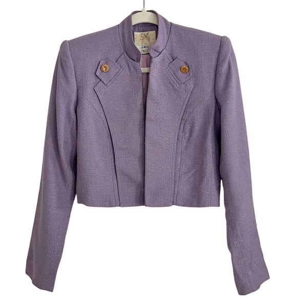 Alberto Mikali Jackets & Blazers - ♥️ Alberto Mikali Vintage Purple Cropped Tweed Military Jacket Size 4